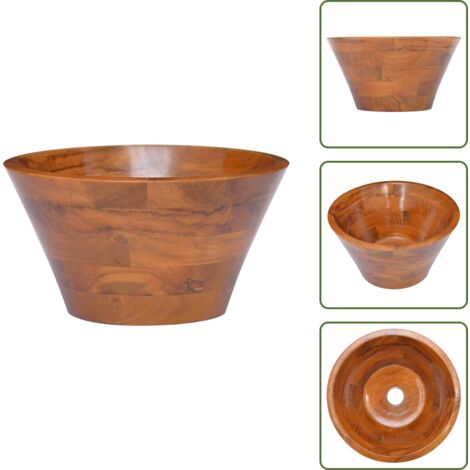 The Living Store Lavabo de madera maciza de teca Φ40x20 cm - Lavabo de teca