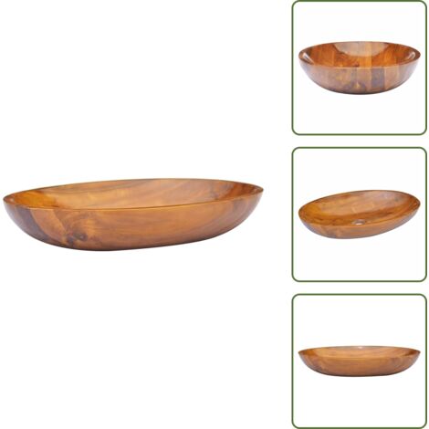 The Living Store Lavabo de madera maciza de teca 60x40x10 cm - Lavabo de teca