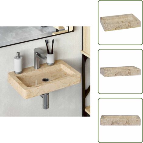 The Living Store Lavabo de pared mármol crema 38x24x6,5 cm - Mármol