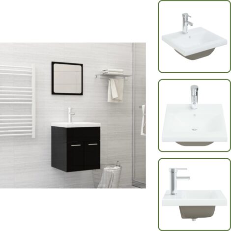 The Living Store Lavabo empotrado con grifo cerámica blanco 42x39x18 cm - Grifo cerámico
