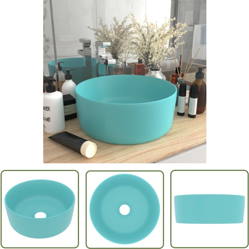 Lavabo rond de luxe Vert clair mat 40x15 cm Céramique - Lavabo Rond - Lavabo Céramique - Lavabo Salle De Bain - Lavabo Design - Lavabo Vert - The