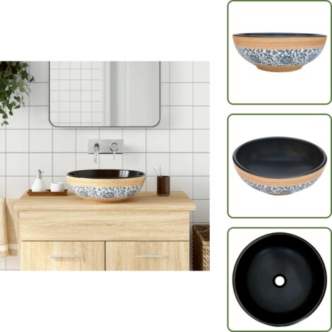 The Living Store Lavabo sobre encimera redondo cerámica multicolor Φ41x14 cm - Cerámica