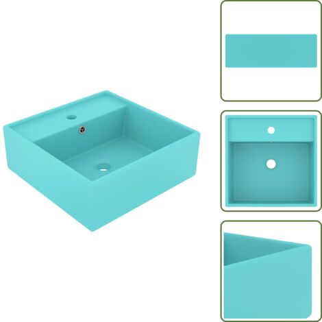 The Living Store Lavabo Troppopieno Quadrato Verde Chiaro Opaco 41x41cm Ceramica - Lavabo quadrato