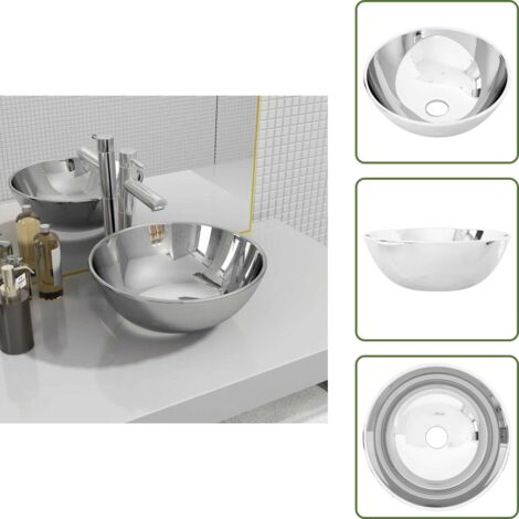 The Living Store Lavandino 28x10 cm in Ceramica Argento - Lavabo argento