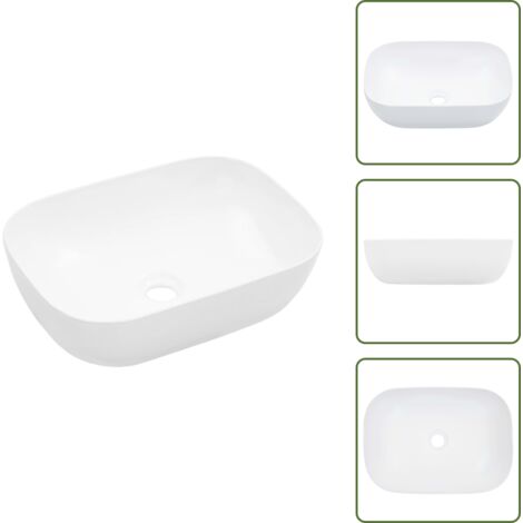 The Living Store Lavandino 45,5x32x13 cm in Ceramica Bianco - Lavabo in ceramica