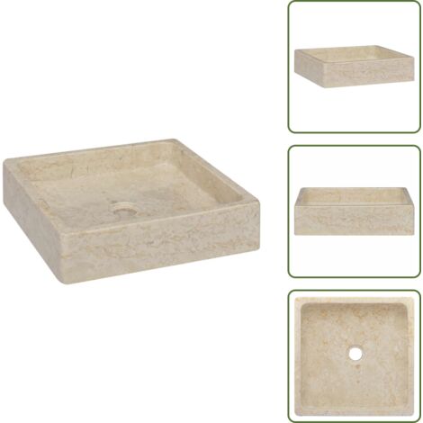 The Living Store Lavandino Crema 40x40x10 cm in Marmo - Lavabo crema