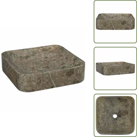 The Living Store Lavandino Grigio 40x40x10 cm in Marmo - Lavabo grigio