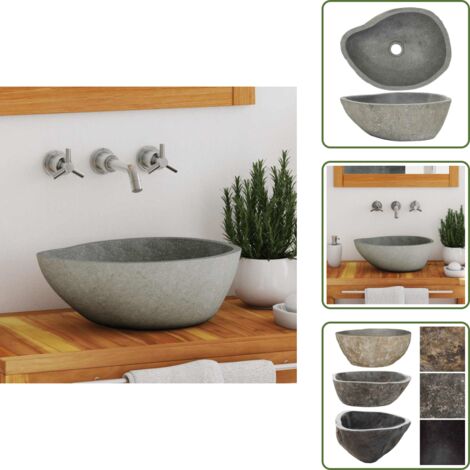 The Living Store Lavandino in Pietra di Fiume Ovale (37-46)x(29-36) cm - Pietra di fiume
