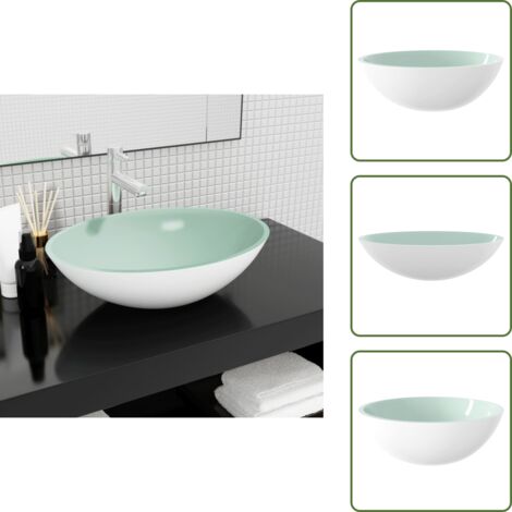 The Living Store Lavandino in Vetro 50x37x14 cm Bianco - Lavabo da bagno