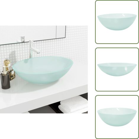 The Living Store Lavandino in Vetro 50x37x14 cm Smerigliato - Lavabo da bagno
