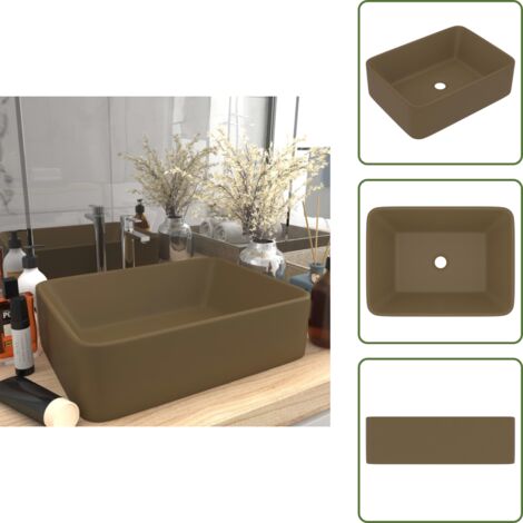 The Living Store Lavandino Luxury Crema Opaco 41x30x12 cm in Ceramica - Lavabo rettangolare