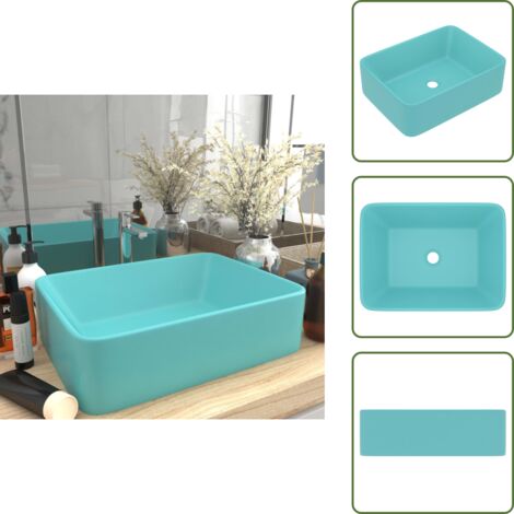 The Living Store Lavandino Luxury Turchese Opaco 41x30x12 cm in Ceramica - Lavabo turchese