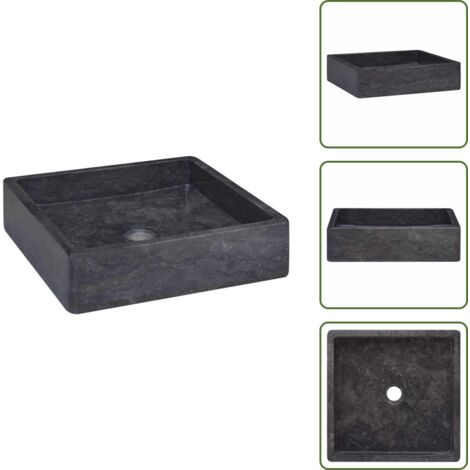 The Living Store Lavandino Nero 40x40x10 cm in Marmo - Lavabo nero
