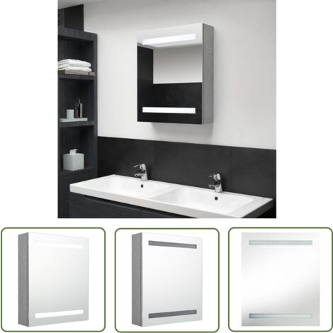 The Living Store LED-Bad-Spiegelschrank Betongrau 50x14x60 cm - LED-Spiegelschrank - Badezimmerspiegel - Betonlook - Wandmontage - Make-up Beleuchtung