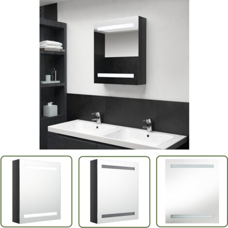 The Living Store LED-Bad-Spiegelschrank Glänzendes Schwarz 50x14x60 cm - LED-Spiegelschrank - Badezimmerspiegel - Kosmetikspiegel - Wandregal - Aufbewahrungsschrank