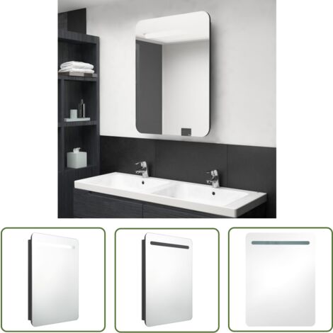 The Living Store LED-Bad-Spiegelschrank Glänzendes Schwarz 60x11x80 cm - LED-Spiegelschrank - Badezimmerspiegel - Kosmetikspiegel - Wandspiegel - Spiegelschrank Schwarz