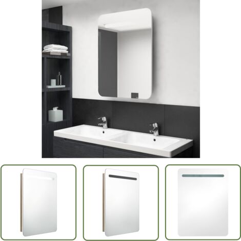 BONNEVIE The Living Store LED-Bad-Spiegelschrank Weiß und Eichen-Optik 60x11x80 cm - Badezimmerwaschtische