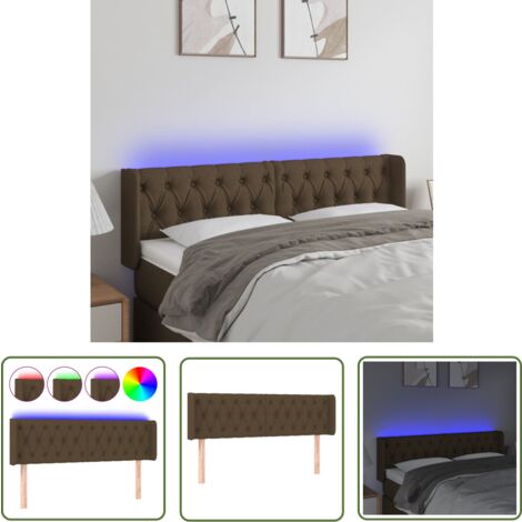 The Living Store LED Kopfteil Dunkelbraun 147x16x78/88 cm Stoff - LED Kopfteil - Bett Kopfstütze - Kopfteil Aus Stoff - Nachttischlampe - Beleuchtung Fürs Bett