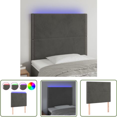 The Living Store LED Kopfteil Dunkelgrau 100x5x118/128 cm Samt - LED Kopfteil - Samt Kopfteil - Kopfteil Grau - Nachttischlampe - Bett Beleuchtung