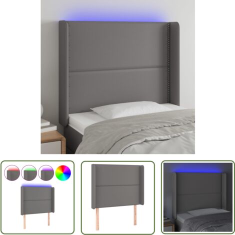The Living Store LED Kopfteil Grau 103x16x118/128 cm Kunstleder - LED-Kopfteil - Bett-Kopfteil - Kopfteil - Kunstleder - Grau