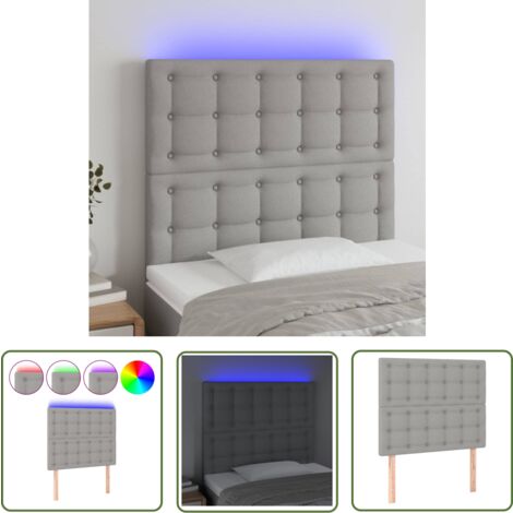 The Living Store LED Kopfteil Hellgrau 100x5x118/128 cm Stoff - LED Kopfteil - Bett Kopfteil - Kopfteil Hellgrau - Betten Zubehör - Nachttischlampe