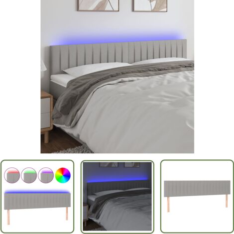 The Living Store LED Kopfteil Hellgrau 180x5x78/88 cm Stoff - LED Kopfteil - Bett Kopfteil - Kopfteil Hellgrau - Leselampe Bett - Nachttischlampe