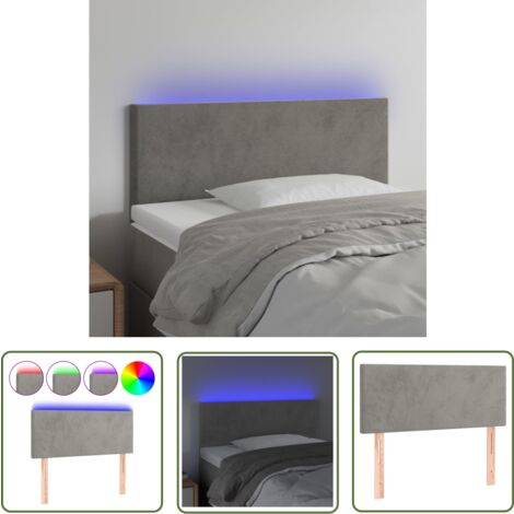 The Living Store LED Kopfteil Hellgrau 80x5x78/88 cm Samt - Samt Kopfteil - Bettkopfteil - LED Beleuchtung - Lesekopfstütze - Höhenverstellbar