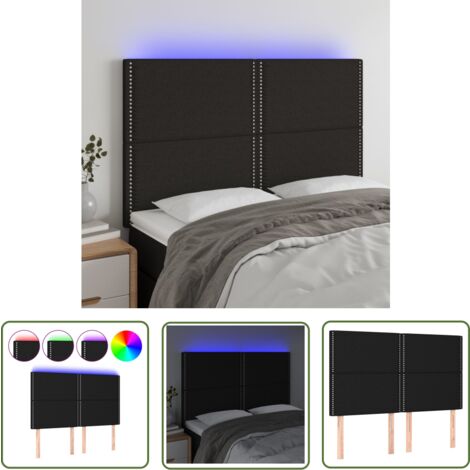 The Living Store LED Kopfteil Schwarz 144x5x118/128 cm Stoff - LED Kopfteil - Bett-Kopfteil - Kopfteil - Nachttischlampe - Beleuchtung