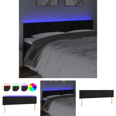 The Living Store -  LED Kopfteil Schwarz 180x5x78/88 cm Samt
