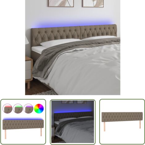 The Living Store LED Kopfteil Taupe 200x7x78/88 cm Stoff - LED Kopfteil - Bett-Kopfteil - Kopfteil - Nachttischlampe - Beleuchtung