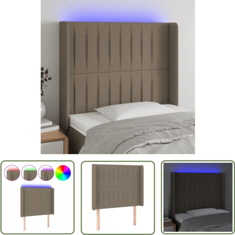 The Living Store LED Kopfteil Taupe 83x16x118/128 cm Stoff - LED Kopfteil - Bett-Kopfteil - Kopfteil - Tapete - Wohnaccessoires
