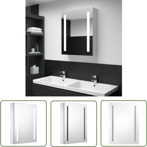 The Living Store LED-Spiegelschrank 50x13x70 cm - LED-Spiegelschrank - Badezimmermöbel - Kosmetikspiegel - Spiegelschrank Weiß - Silberner Spiegelschrank
