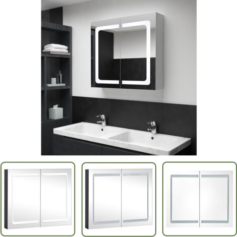 The Living Store LED-Spiegelschrank fürs Bad 80x12,2x68 cm - LED-Kosmetikspiegel - Badeschrank - Waschbeckenunterschrank - Badezimmerregal - Aufbewahrungsschrank