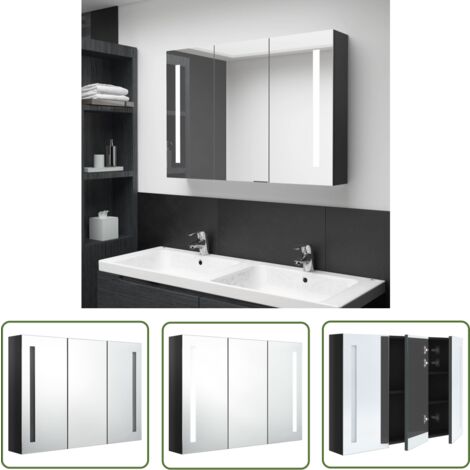 The Living Store LED-Spiegelschrank fürs Bad 89x14x62 cm Glänzend Schwarz - LED-Spiegelschrank - Badezimmermöbel - Kosmetikspiegel - Spiegelschrank Mit Beleuchtung - Schwarzer Spiegelschrank