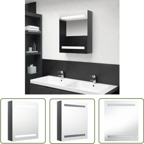The Living Store LED-Spiegelschrank fürs Bad Glänzend Grau 50x14x60 cm - LED-Spiegelschrank - Badezimmermöbel - Wandspiegel - Make-up-Tisch - Badespiegel