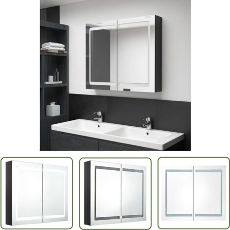 The Living Store LED-Spiegelschrank fürs Bad Glänzend Schwarz 80x12x68 cm - LED-Spiegelschrank - Badezimmerspiegel - Kosmetikspiegel - Wandspiegel - Spiegelschrank Schwarz