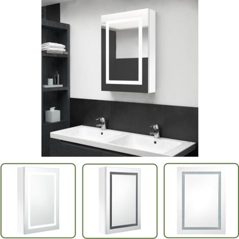 The Living Store LED-Spiegelschrank fürs Bad Glänzend Weiß 50x13x70 cm - LED-Spiegelschrank - Badezimmermöbel - Kosmetikspiegel - Wandregal - Aufbewahrungsschrank