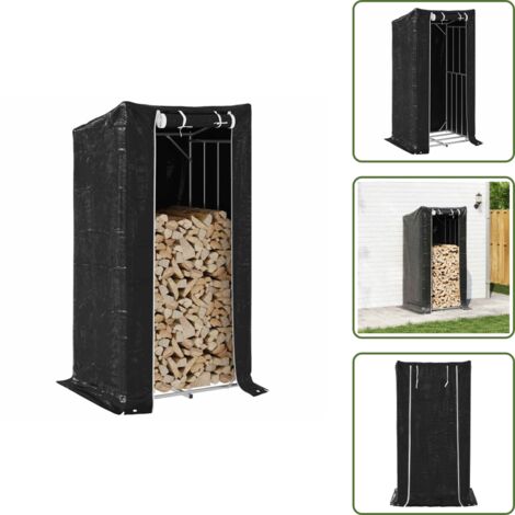 The Living Store Leñero con protector de lluvia 100x80x200 cm acero galvanizado - Leña