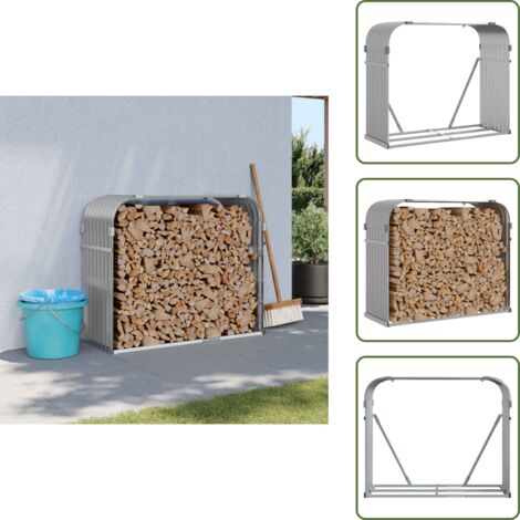 The Living Store Leñero de acero galvanizado gris claro 120x45x100 cm - Almacenamiento de leña