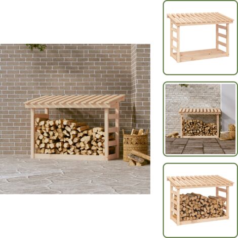 The Living Store Leñero de madera maciza de pino 108x64,5x78 cm - Leñero