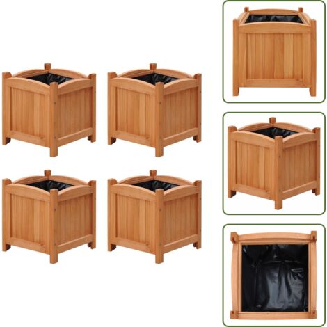 The Living Store Letti Rialzati da Giardino 4 pz 30x30x30 cm - Fioriere in legno
