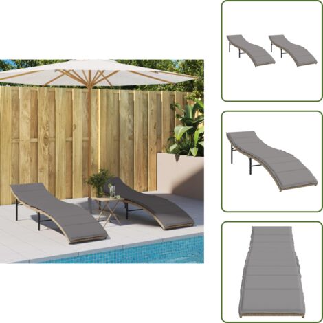 The Living Store Lettini Prendisole 2 pz con Cuscini Beige in Polyrattan - Cuscino