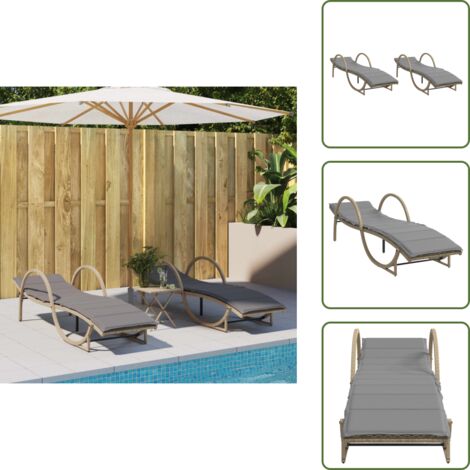 The Living Store Lettini Prendisole 2 pz con Cuscini Beige in Polyrattan - Cuscino