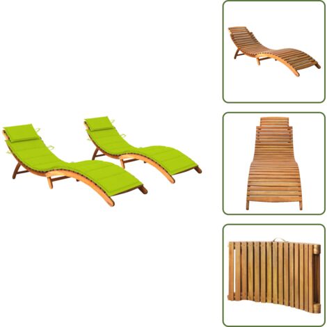 The Living Store Lettini Prendisole 2 pz con Cuscini in Legno Massello d'Acacia - Lettino in legno