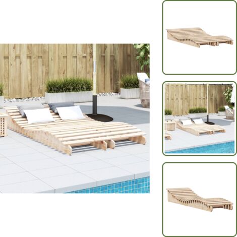 The Living Store Lettini Prendisole 2pz 205x60x31,5 cm in Legno Massello di Pino - Lettino da piscina