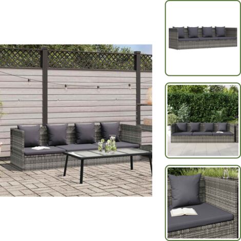 The Living Store Lettino da Giardino Grigio 200x60 cm in Polyrattan - Polyrattan