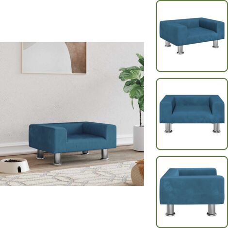 The Living Store Lettino per Cani Blu 50x40x26,5 cm in Velluto - Lettino per animali domestici
