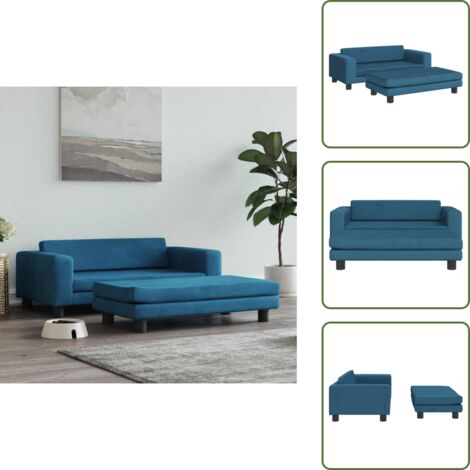 The Living Store Lettino per Cani con Estensione Blu 100x50x30 cm in Velluto - Cuccia per cani