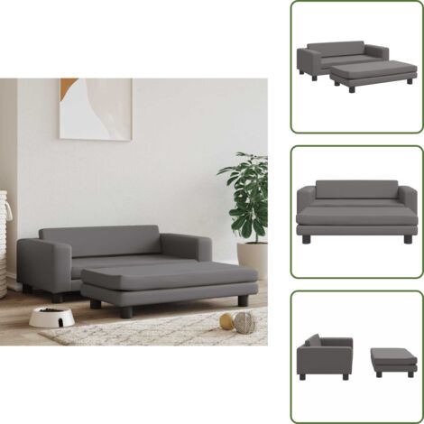 The Living Store Lettino per Cani con Estensione Grigio 100x50x30 cm Similpelle - Lettino per animali domestici
