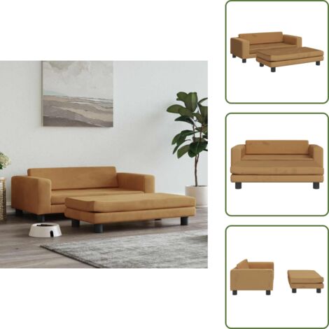 The Living Store Lettino per Cani con Estensione Marrone 100x50x30 cm in Velluto - Cuccia per cani